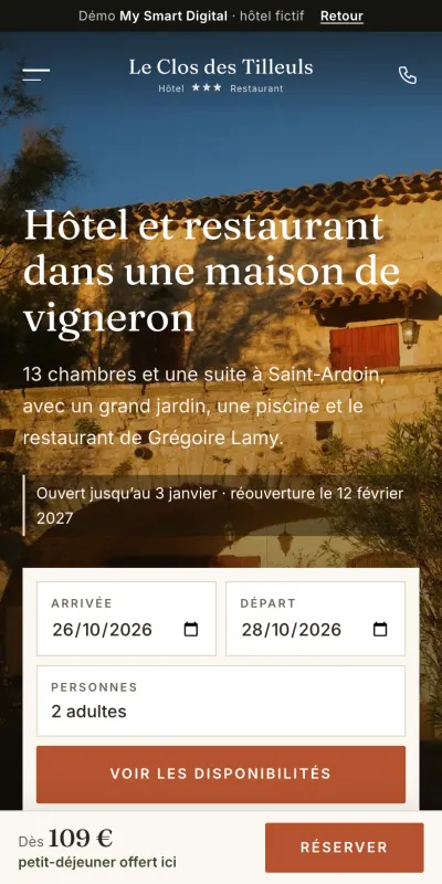 Le même site sur téléphone